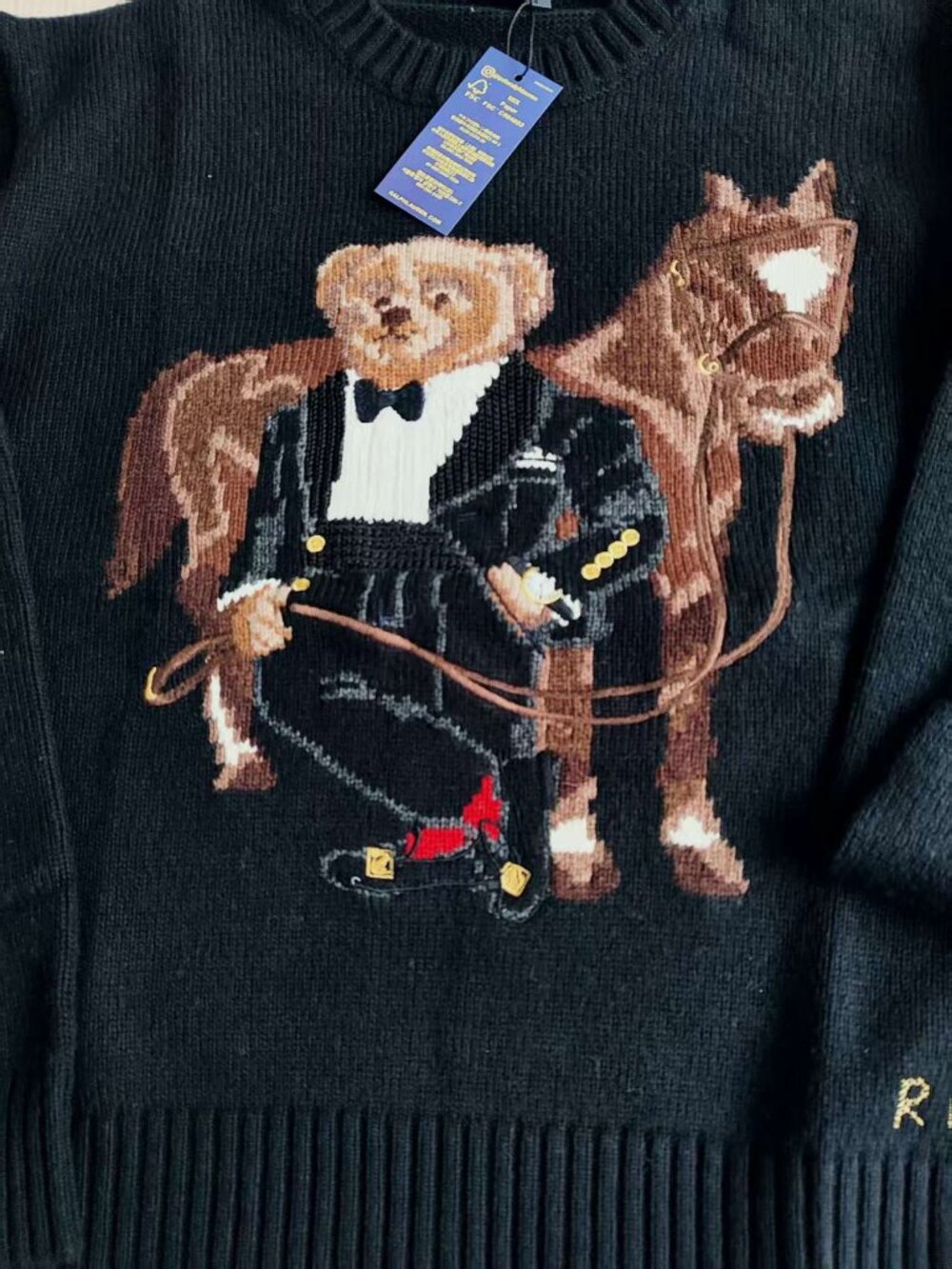 🐻 Polo Ralph Lauren Tuxedo Bear Horse Crewneck Sweater - Picture 3 of 7